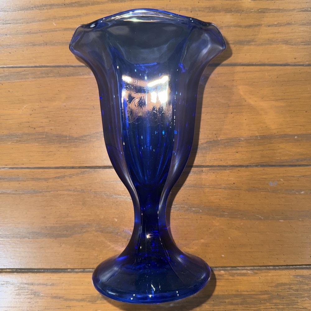 Vintage Anchor Hocking Cobalt Blue Tulip Shaped Fountainware‎ Sundae Glass